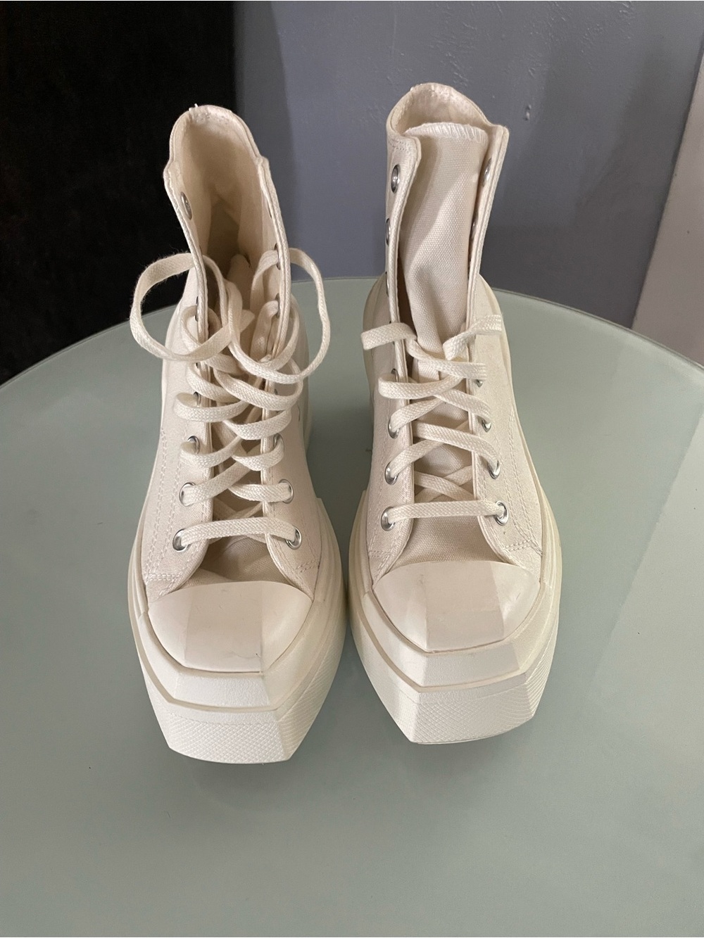 Converse Cream High-Top Platform Sneakers